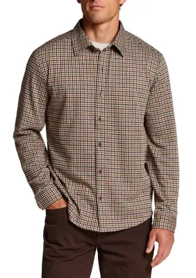 Stretch Knit Check Button Front Shirt by Weatherproof Vintage