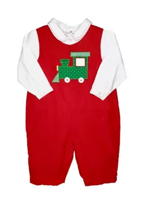 Train Print Overall Set by Petit Ami