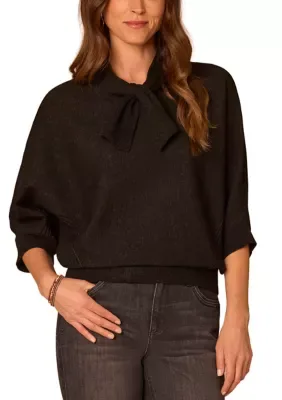 3/4 Dolman Sleeve Tie Neck Sweater by Democracy