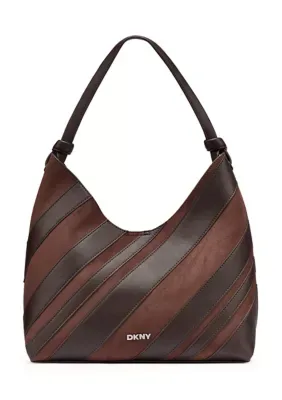 Paula Striped Suede Shoulder Bag