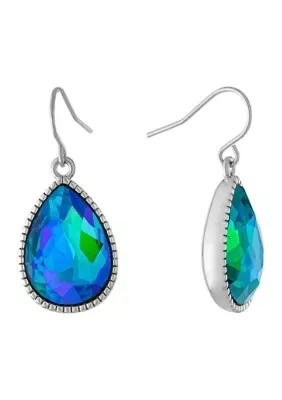 Plated Crystal Textured-Border Teardrop Drop Earrings by Belk Silverworks