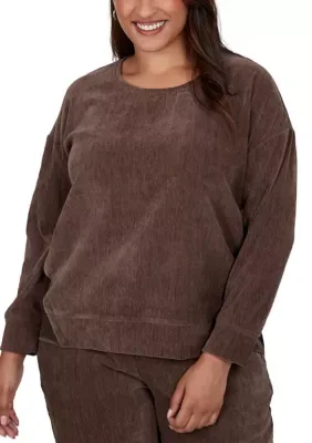 Satin Inset Scoop Neck Velveteen Top by Ruby Rd