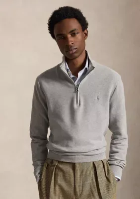 Mesh-Knit Cotton Quarter-Zip Sweater by Polo Ralph Lauren