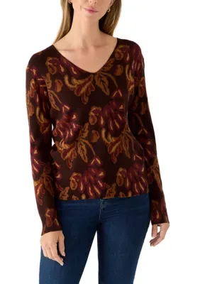 Printed V-Neck Sweater