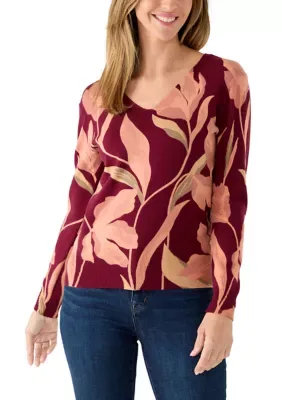 Printed V-Neck Sweater