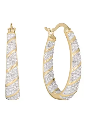 Fine Plated Crystal Oval Hoop Earrings