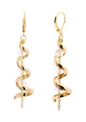 Plated Crystal Beaded Corkscrew Chandelier Earrings by Belk Silverworks