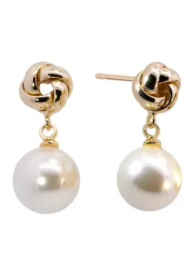Plated Simulated Pearl Knot Drop Earrings by Belk Silverworks