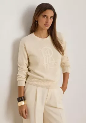 Lauren Ralph Lauren Embroidered-Logo Combed Cotton Sweater by Ralph Lauren