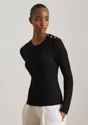 Lauren Ralph Lauren Button-Trim Cable-Knit Sweater by Ralph Lauren
