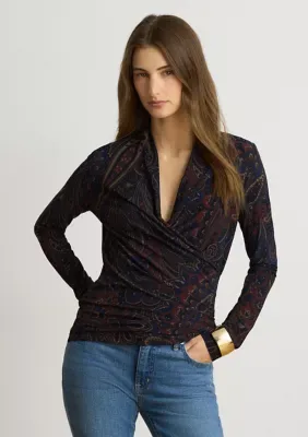 Lauren Ralph Lauren Paisley Stretch Jersey Surplice Top by Ralph Lauren
