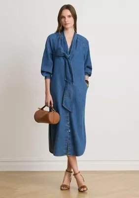 Lauren Ralph Lauren Denim Tie-Neck Shirtdress by Ralph Lauren
