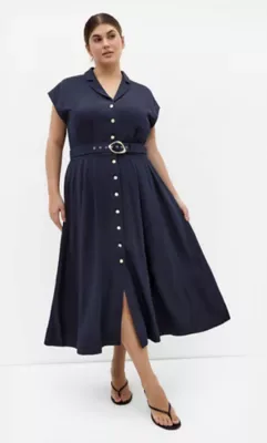 Liliyana Belted Linen Dress by City Chic
