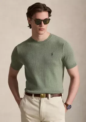 Rib-Knit Cotton Short-Sleeve Sweater by Polo Ralph Lauren