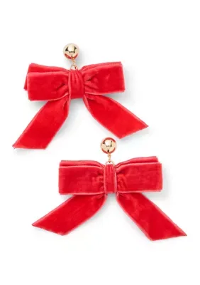 Velvet Bow Drop Earrings by Crown & Ivy