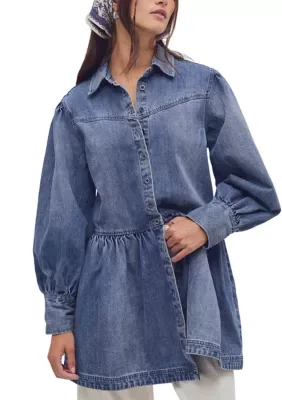 Marris Collared Denim Mini Dress by Free People