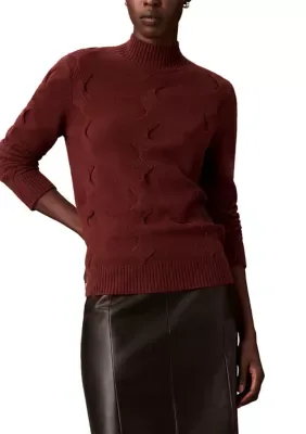 Honeycomb Cable Turtleneck Sweater by Calvin Klein