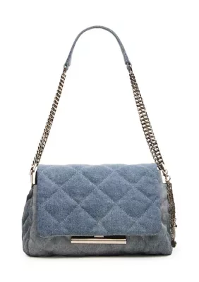 Colette Snake Patchwork Shoulder Bag - Denim by Steve Madden