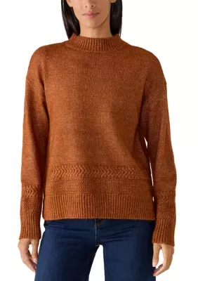 Mock Neck Braided Sweater by Wonderly