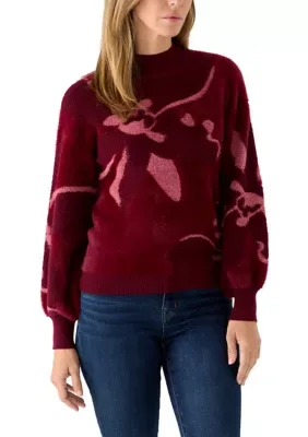 Balloon Sleeve Mock Neck Sweater