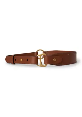 Ralph Lauren Equestrian D-Ring Studded Leather Belt by Ralph Lauren