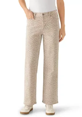 High Rise Straight Leg Print Jeans by Wonderly