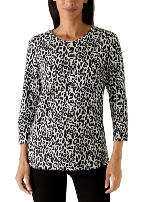 3/4 Sleeve Crew Neck Print Shirt by Kim Rogers