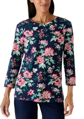 3/4 Sleeve Crew Neck Print Shirt by Kim Rogers