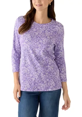 3/4 Sleeve Crew Neck Print Shirt by Kim Rogers