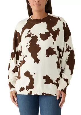 Crew Neck Printed Sweater by Wonderly