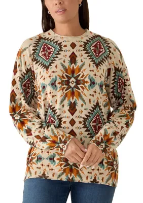 Crew Neck Printed Sweater by Wonderly