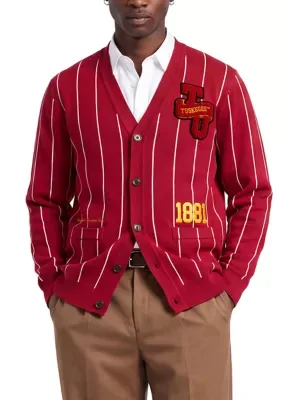 NCAA Tuskegee Golden Tigers Pinstripe Varsity Cardigan by Shc Collegiate Collection