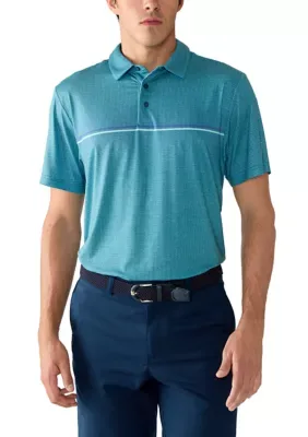 Fine Line Jaspe Gingham Print Short Sleeve Golf Polo Shirt