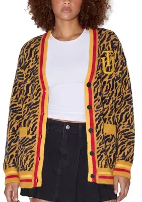 NCAA Tuskegee Golden Tigers Animal-Print Cardigan by Colosseum