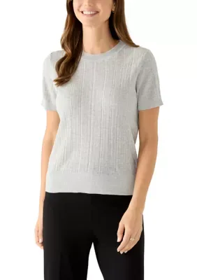 Short Sleeve Variegated Rib Crew Neck Sweater by Kenneth Cole