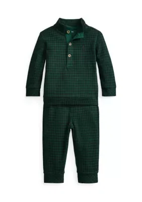 Plaid Estate-Rib Cotton Pullover & Pant by Ralph Lauren