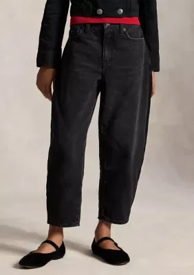Curved Tapered Cotton Denim Jeans by Ralph Lauren