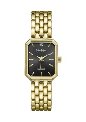 Genuine Diamond Dial Rectangle Bracelet Watch by Jessica Simpson