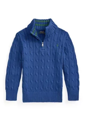 Cable Knit Cotton 1/4 Zip Sweater by Ralph Lauren