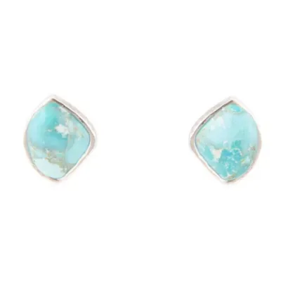 Abstract Blue Turquoise Silver Post Stud Earrings by Barse Jewelry