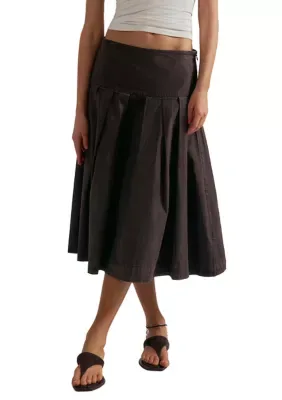 Skipper Pleated Mid Rise Chino Skirt by Free People
