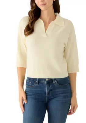 Elbow Sleeve Johnny Collar Cashmere Sweater by Magaschoni