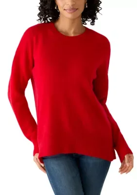 Crew Neck Split Hem Cashmere Sweater by Magaschoni