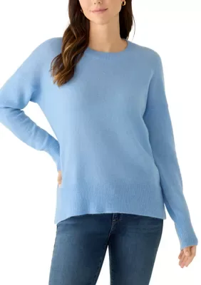 Crew Neck Split Hem Cashmere Sweater