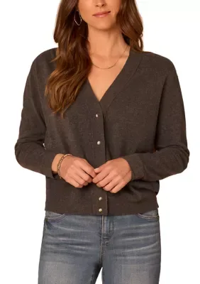 Printed Back V-Neck Cardigan by Democracy