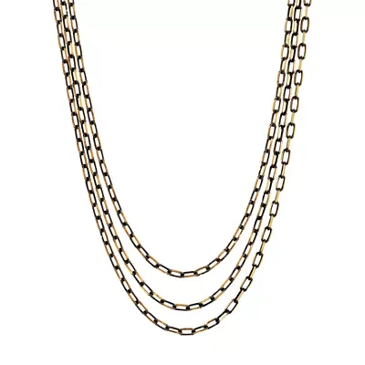 Black & Gold Multi-Length Chain Necklace 16 Adj