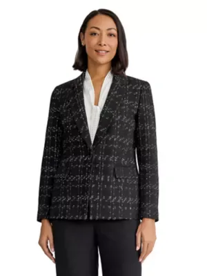 One Button Notch Collar Blazer with Flap Pockets by Kasper