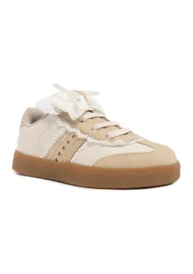 Swoozy Lace Pearl Bow Sneakers by Sugar