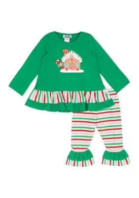 Gingerbread House Top and Leggings Set by Counting Daisies