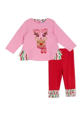 Holiday Reindeer Top and Leggings Set by Counting Daisies